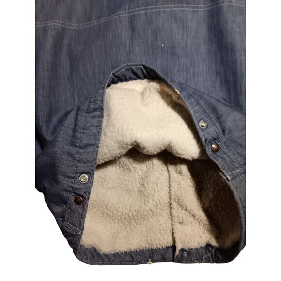 Large Vintage Denim Jacket Trucker Rancher 70's Sherpa Snap Buttons Distressed - Picture 9 of 11